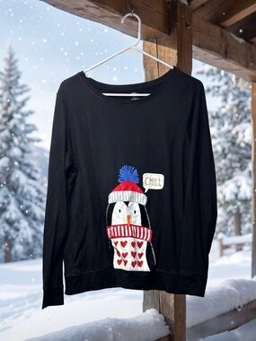 Black Women’s Penguin Graphic Sweater - 'Chill'